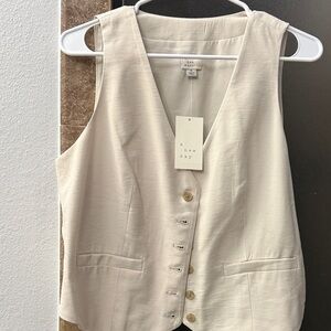 A New Day Beige Button-Up Vest
